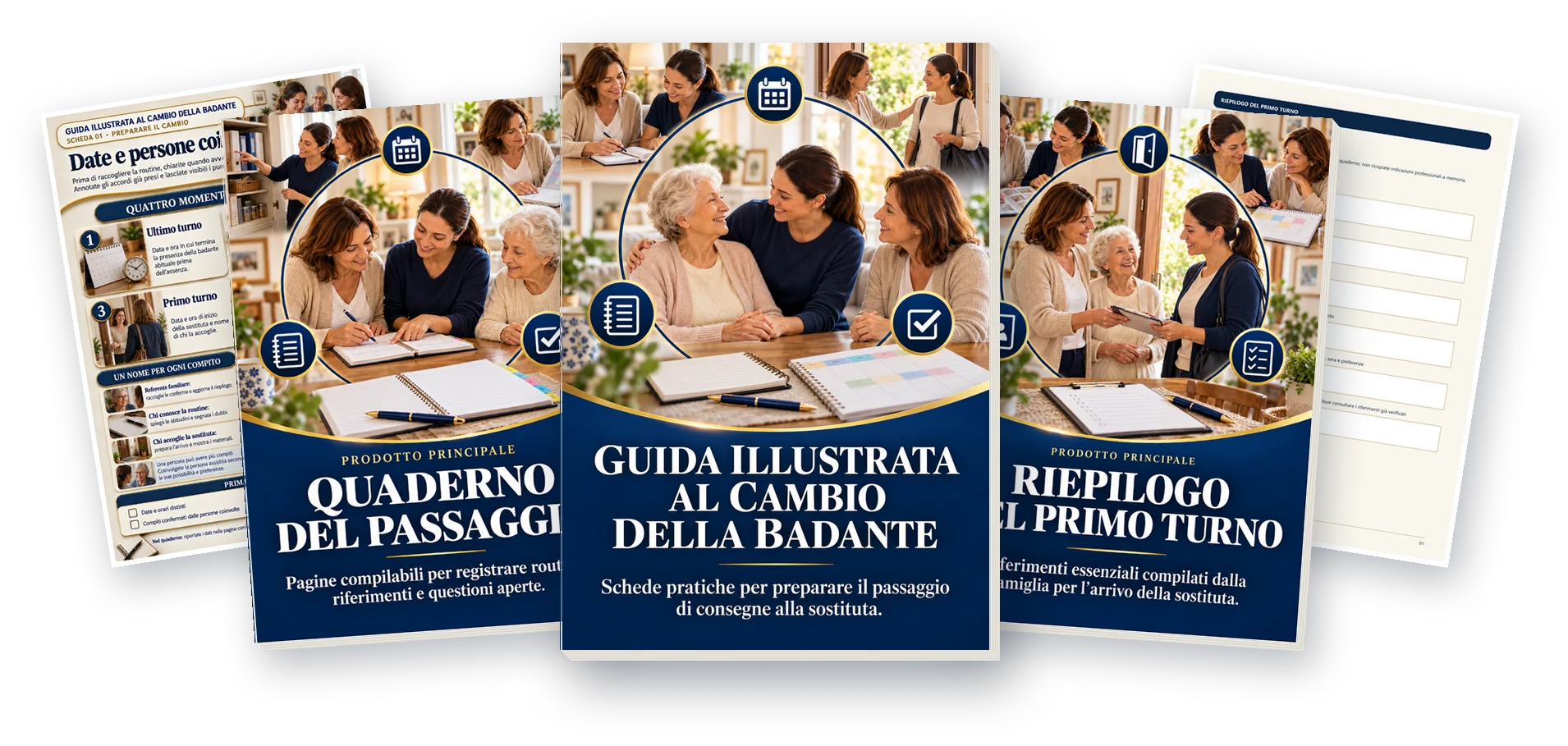 Copertine della Guida illustrata, del Quaderno del passaggio e del Riepilogo del primo turno con pagine interne