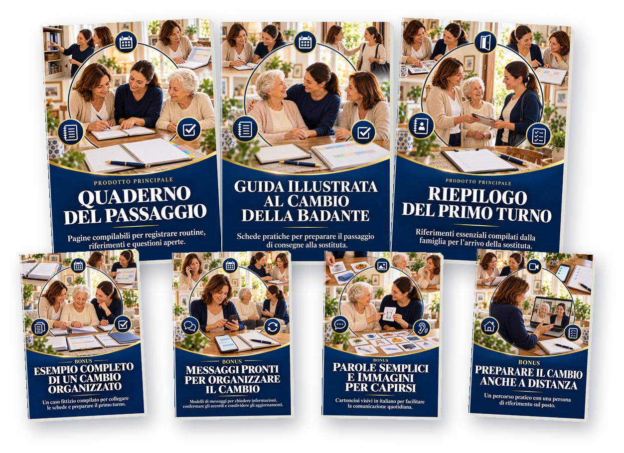 Copertine della Guida illustrata, del Quaderno del passaggio, del Riepilogo del primo turno e dei quattro bonus